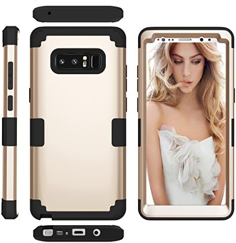 Galaxy Note 8 case, ChuanShen 3in1Hybrid Rugged PC Bumper Anti-scratch Armor Full Body Heavy Duty High Impact Protection Shockproof Cover Case for Samsung Galaxy Note 8 case (C1D gold+black)