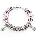 Fun Charm Jewelry Silver Plated Snake Chain Beads Crystal Love Heart Dangle Charm Bracelet for Women