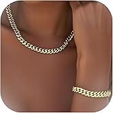 ALRNBY Gold Necklace Bracelet Jewelry Set for Women Trendy Cuban Necklace Chain for Women Jewelry Gift