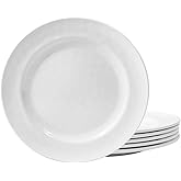 TP 11" Melamine Dinner Plates, 6-piece Plate Set Unbreakable Serving Dishes for Indoor and Outdoor, Service for 6, White