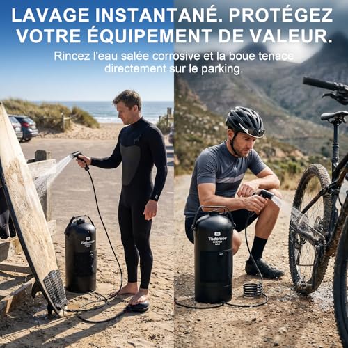 Tadomoe 20L Portable Solar Camping Shower with Foot Pump & Hose 2 m – Foldable Outdoor Shower Bag with Shower Head and Bag – Ideal for Travel, Van, Beach, Dog and Garden