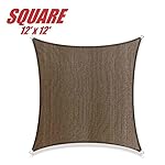 ColourTree 12' x 12' Sun Shade Sail Canopy  Square Brown - Commercial Standard Heavy Duty - 160 GSM - 4 Years Warranty (1)