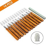 14 PCS Wood Carving Tools, SK2 Carbon Steel Sculpting Knife Kit for Engraving Rubber, Pumpkin, Soap, Vegetables, for Kids & Beginners with Storage Case, by YOLANDA