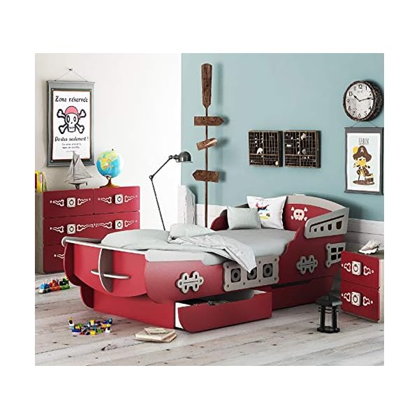 habeig Kinderbett Bett #655 Hochbett Spielbett mit Schubfach und Schreibtisch unterm Bett weiß mit Lattenrost – Bild 4