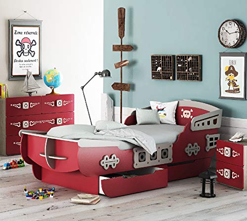 habeig Kinderbett Bett #655 Hochbett Spielbett mit Schubfach und Schreibtisch unterm Bett weiß mit Lattenrost – Bild 4