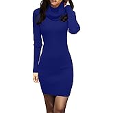 v28 Sweater Dress for Women Ribbed Knit Fitted midi Sexy Fall Winter Bodycon Cowl Neck Dresses
