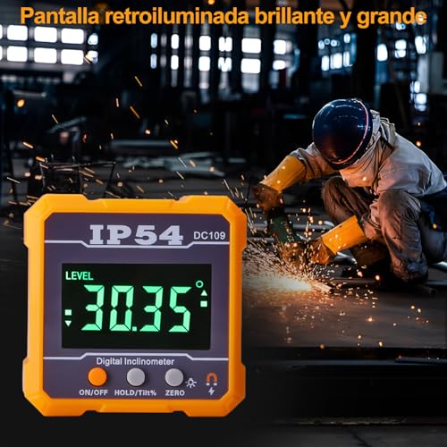 Digital inclinómetro 4 * 90 ° mide o fija ángulos, Medidor de buscador de ángulo digital Goniómetro de precisión con pantalla LCD para aserrado Decoración Carpintería