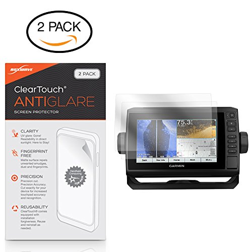 BoxWave Garmin echoMAP Plus 73cv Screen Protector, [ClearTouch Anti-Glare (2-Pack)] Anti-Fingerprint Matte Film Skin for Garmin echoMAP Plus 73cv