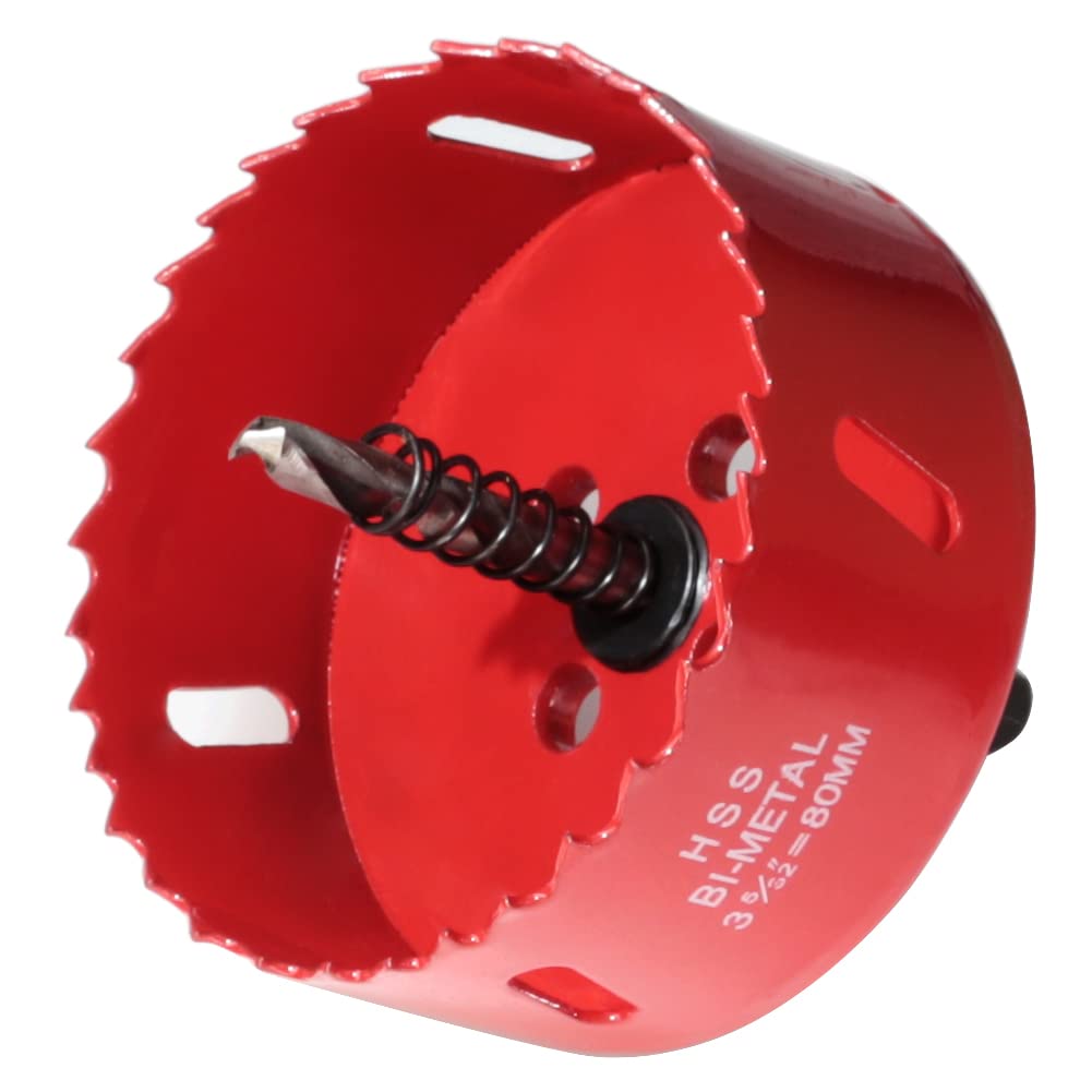 GARHWAL Bi-Metal Hole Saw 80 mm with Arbor and Pilot Bit - Smooth Fast Cutting for Wood, Plywood, Plastic, Drywall, Thin Metal Sheets, and More | Ideal for Ceiling Light Installation and DIY Projects