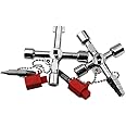 Leewoth 2pcs 4-in-1 Universal Utility Key, Zinc Alloy Plumber Electrical Tools, Durable Anti-rust Multifunctional Water Meter Key for Electrical Cupboard Box, Water Meter Valve etc（ Two styles）