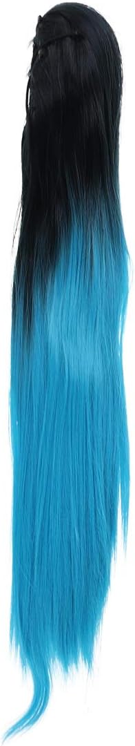 Amazon Co Jp Frcolor ポニーテール ウィッグ ポイントウィッグ ロング ストレート バンスクリップ グラデーションカラー レディース ファッション エクステ 黒 青 ホーム キッチン