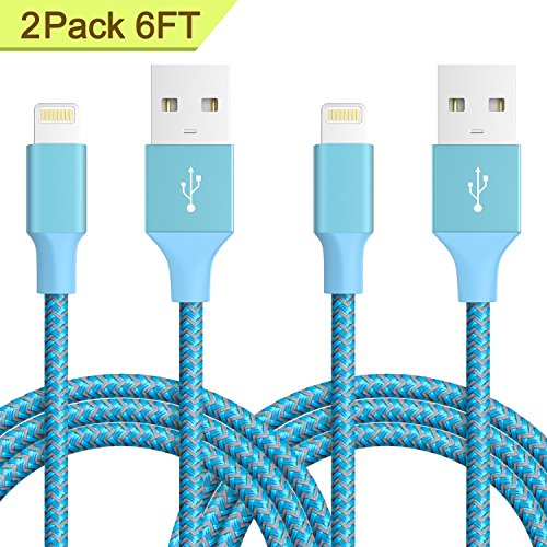 Lightning Cable, Quntis iPhone Charger 2Pack 6FT Lightning to USB Cable Charging Cord Charge and Sync for iPhone X 8 Plus 7 Plus 6s Plus 6 Plus 5 5S 5C SE iPod iPad Pro and More Apple Devices (Blue)