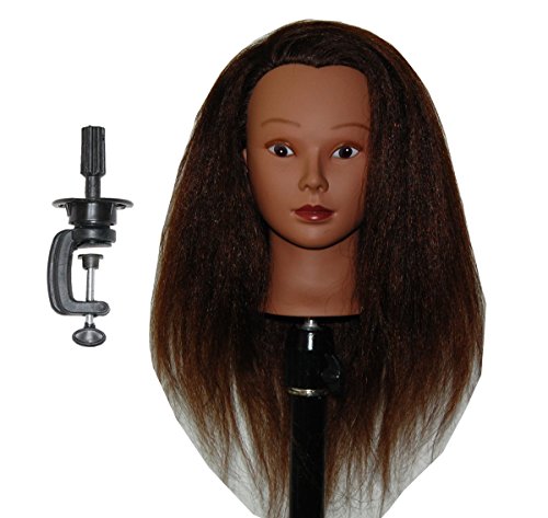 Ethnic Afro Coarse 100% Real Hair Mannequin Head Hairdresser Training Head Manikin Cosmetology Doll Head (HAZEL+C)