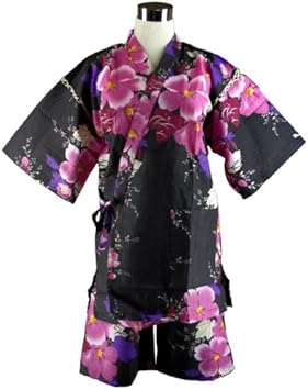 Amazon Co Jp レディース浴衣 甚平 Ruby レディース人気花柄 和柄 甚平女性用 B ブラック M L スポーツ アウトドア