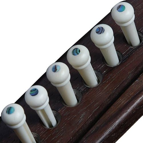 6pcs Bone Guitar Bridge Pins with Pearl Shell Dot