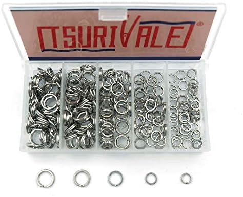 Tsurivale ツリワレ スプリットリング ハイパーワイヤー 0個セット 高強度釣り分割リング 平打ち加工 5サイズ入マルチセット ケース付 徳用 ステンレス 高強度 耐腐食性 海釣り ルアー用 釣り道具 5mm 6mm 7mm 8mm 9mm