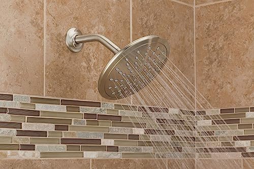 Moen Brushed Nickel 8-Inch Fixed Single Function Round Wide Rainshower Showerhead, 2.5 GPM, 6345BN