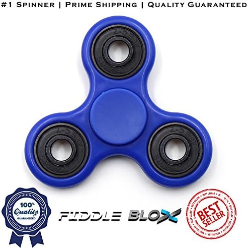Premium Fidget Spinner Toy for Stress Relief, ADHD – Get the Original Fidgeting Toy by Fiddle Blox – Sensory, Anti-Anxiety, Ceramic Bearings for Kids &amp; Adults for the Office or Classroom (Blue)