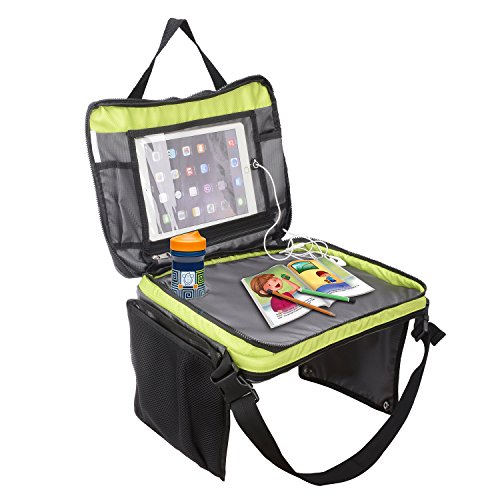 Zip Away Travel Tray - Car Seat Travel Tray for Kids with Cup and Tablet Holder - Perfect Traveling Organizer for Toys, Books, Activities, Games and Snacks - Universal Design for Easy Attaching