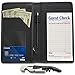 Malanka 5x9 Server Book for Waitress Waiter Organizer - with Cash Money Zipper Pocket Pen Holder Fits Restaurant Guest Check Order Pad and Apron - 4x6 Clear Pocket and Wine Opener Included (Black)