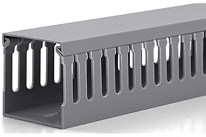 ZhiYo 2x2in Server Rack Cable Management, 6.6ft Cable Duct Cable Raceway Kit, Electrically Safe PVC for Network Cable Management, Open Slot Wire Raceway for Computer Under Desk, Wire Duct Grey