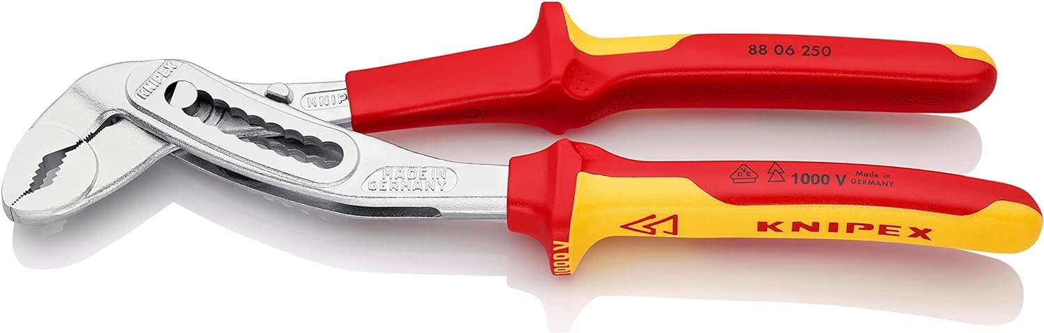 KNIPEX Alligator Wasserpumpenzange verchromt isoliert mit Mehrkomponenten-Hüllen, VDE-geprüft 250 mm, 88 06 250