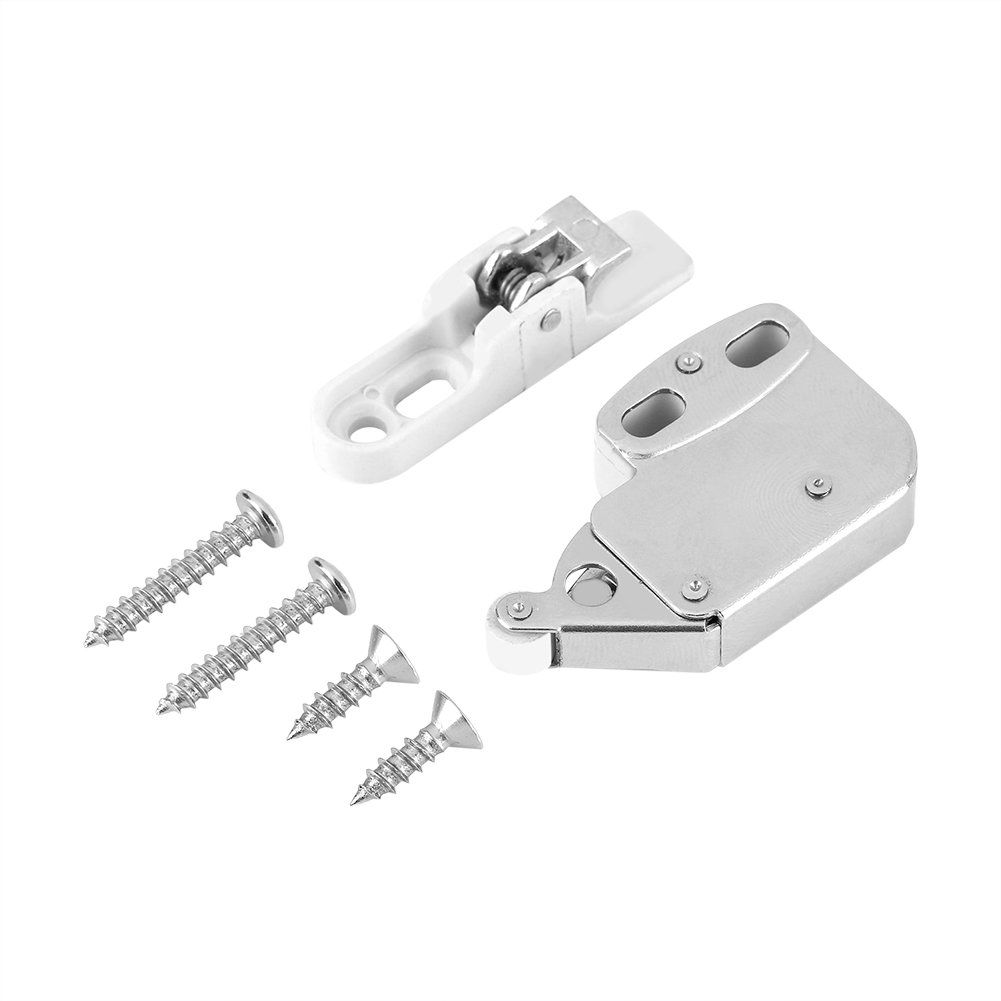 GOTOTOP Push to Open Touch Catch Latch Lock ABS White Rebound Spring Bounce Door Bolt for Window Shed Gate Cabinet Cupboard Doors