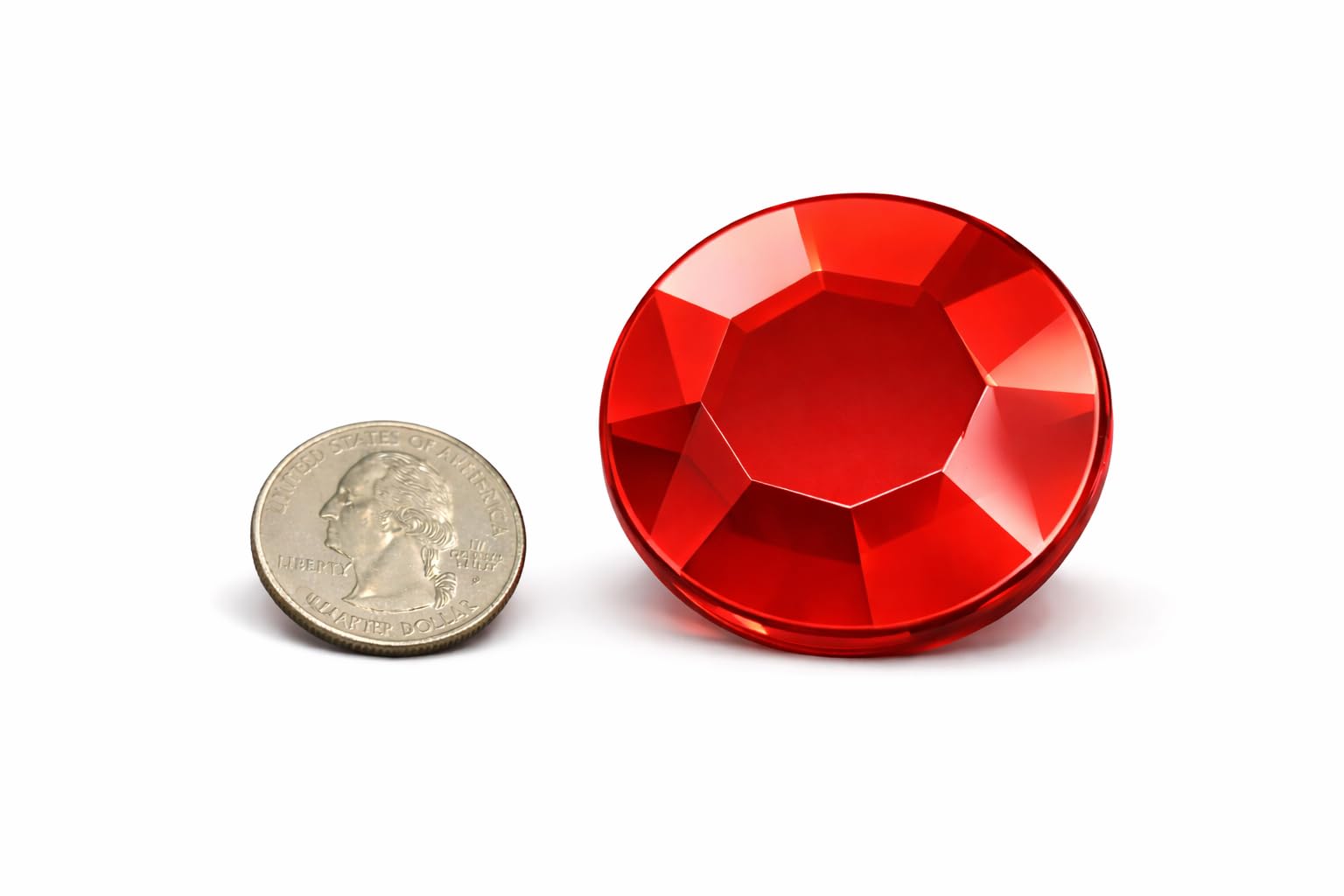 45mm Large Acrylic Cosplay Gems Flat Back Plastic Rhinestones For Jewelry Making, Costumes, Scrapbooking, Props, Crafts Embelishments 2PCS (Red Ruby H103)