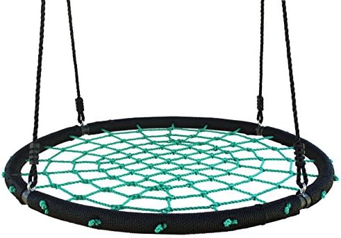 GMT Sport Kids Spider Web Tree Swing Rope Garden Birds / Crows Nest with Adjustable Hanging Ropes - Extra Large 100cm Diameter for Indoor/Outdoor (Green)