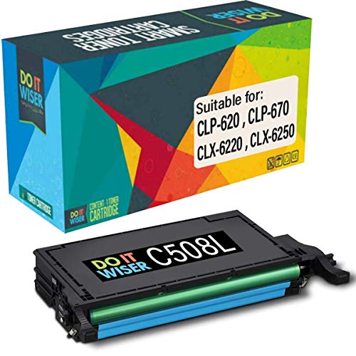 Do It Wiser Compatible Toner Cartridge Replacement for CLT-C508L Samsung CLP-620ND CLX-6220FX CLX-6250FX CLP-620 CLP-670 CLP-670N CLP-670ND | Cyan