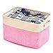 EZOWare Set of 3 Large Canvas Fabric Tweed Storage Organizer Cube Set W/Handles for Nursery Kids Toddlers Home and Office - 15 L x 10.5 W x 9.4 H -Pink