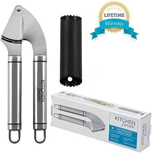 Stainless Steel Garlic Press and Silicone Peeler Set from Kitchen Fanatic