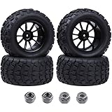 Hobbypark Tires and Wheels 12mm Hub 1:10 Off Road Monster Truck Tyre with Foam Inserts (4-Pack)
