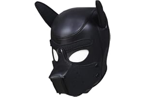Moleney Adults Neoprene Puppy Hood Mask, Removable Cosplay Dog Full Face Pup Hood Mask