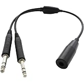 Kamome Aviation Helicopter to Airplane Adapter for Dual GA Intercom | Helicopter to Airplane Adapter converts helicopter headset plugs to dual GA connectors for aircraft intercom