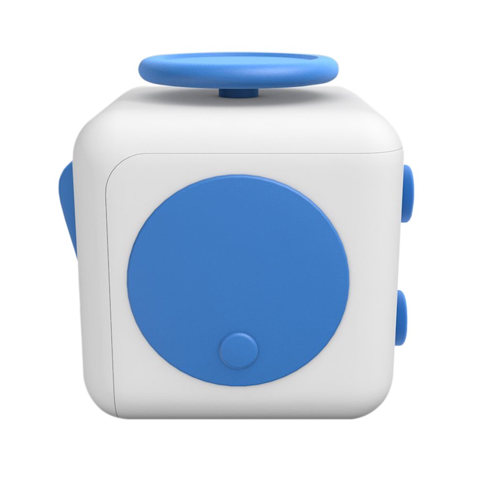 Lodabodkin Fidget Cube Relieves Stress and Anxiety for Children and Adults, Anxiety Attention Toy (White-blue)