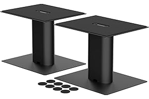 suptek 7.9 x 6.5 Desktop Speaker Stands – Pair for Bookshelf & Desktop Speakers – 6.1" Height – Sturdy Base for Studio Monitors, PC, Gaming & Home Audio, Black, SDM003MB
