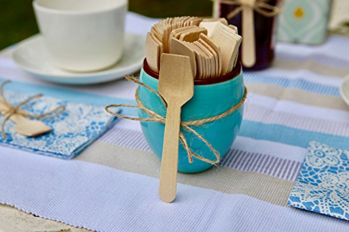 Mini Wooden Spoons 3.7 inches set 200pc Eco Friendly Biodegredable Compostable ideal for Sugar Scrubs Gelato Ice Cream Desserts - Go GREEN! - Thumbnail 6
