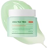 AVCA Quick Calming Cica Tea Tree Cream 100ml(3.38 fl. oz) – Soothing Moisturizer for Sensitive, Redness-Prone Skin, Lightweight Hydrating Gel, K-Beauty