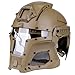 Goshfun Tactical Military Helmet Protective Fast Helmet Full Face Mesh Mask with Goggle for Airsoft Paintball CS Outdoor Activity, Tan