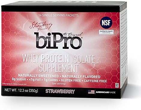 BiPro 100% Whey Protein Isolate, 14 Single Serve Packets, Strawberry, All Natural, Sugar-Free, Lactose-free, Gluten-free, 90 calories