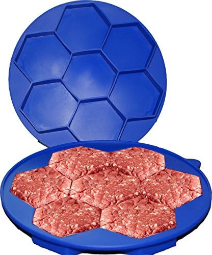 Silicone Burger Press 7 Cave Patty Press Maker, Sliders BPA FREE Non-Stick Meat Freezer Container(Blue)
