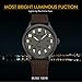 BUREI Men's Luminous Markers Expedition Date Quartz Watch with Brown Strap, Beige Dial