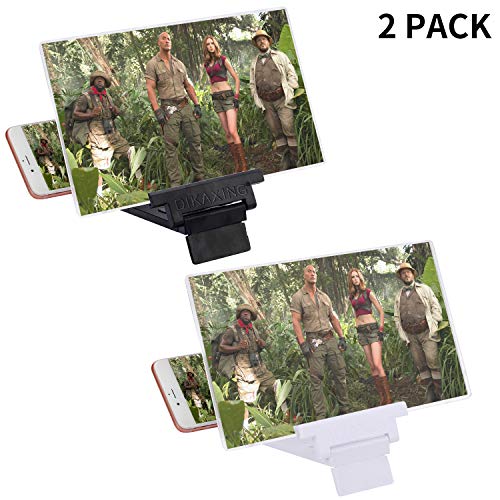 Cell Phone Screen Magnifier, 2 Pcs 12 inch Foldable Screen Amplifiers for Smart Phone, Enlarge Screens Stand Holder for Watching Movie, Video, Reading, and Playing Games (Pack of 2, Black & White)