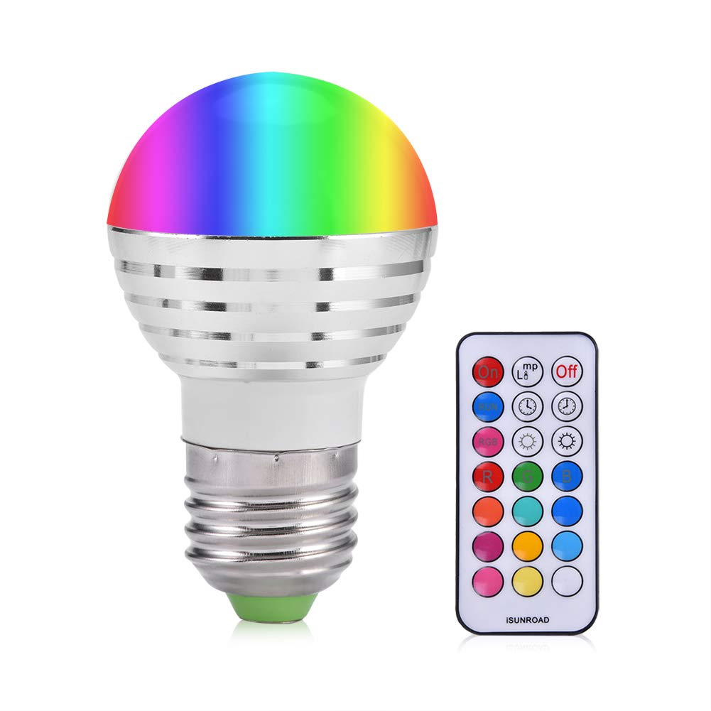 Zerodis Smart Led Light Bulb, E27 3W RGB Wireless Smart Bulb 16 Colors Changing Daylight White LED Candle Night Light Lamp Bulb with Remote Control