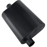 TECTRUC Mufflers 2 Chamber 2.5" Universal Muffler Performance Exhaust Muffler 2.5 IN Pipe,Aggressive Sound,Black(2.5" offset in/center out/overall 18")
