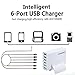 Quick Charge 2.0, ABLEGRID 60W Multi-port USB Charger 6 Ports Intelligent Desktop Charging Station Portable Travel Charger for iPhone iPad Samsung HTC Nexus and More (White)