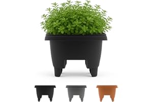 Bloem 12" Black Resin Deck Rail Round Planter, 9" H, 12" L, 12" W, Fits Rail Sizes Between 3.25" - 3.75" Wide