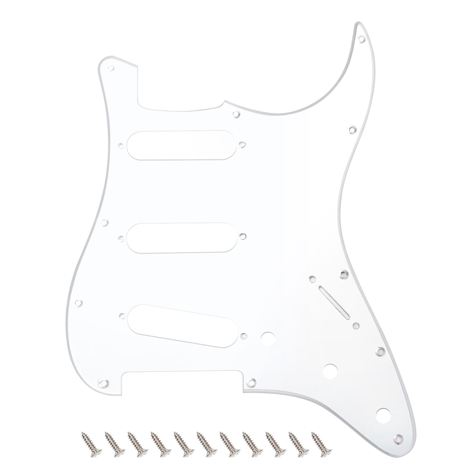 Banworks 1 Ply Strat SSS Pickguard 11-Hole Electric Guitar Pickguard Scratch Plate for USA/Mexican Modern Style Standard Stratocaster ST JT/HB-01 Chrome Mirror — image 1
