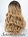 Blonde Ombre Synthetic Wig Front None Lace Medium Wavy Ombre Blonde Wig 27# Scheherezade L Part Glueless Honey Blonde Wig with Dark Roots for Women Full Machine Made Heat Resistant
